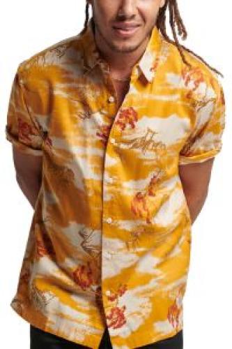 ΠΟΥΚΑΜΙΣΟ SUPERDRY OVIN VINTAGE HAWAIIAN ΚΟΝΤΟΜΑΝΙΚΟ M4010620A 9EQ FLORAL ΚΙΤΡΙΝΟ