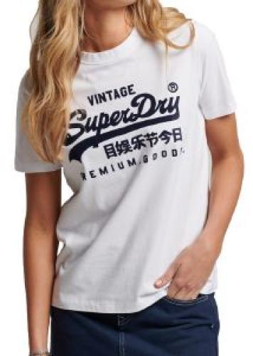 T-SHIRT SUPERDRY OVIN VL SCRIPTED COLL W1011142A ΛΕΥΚΟ