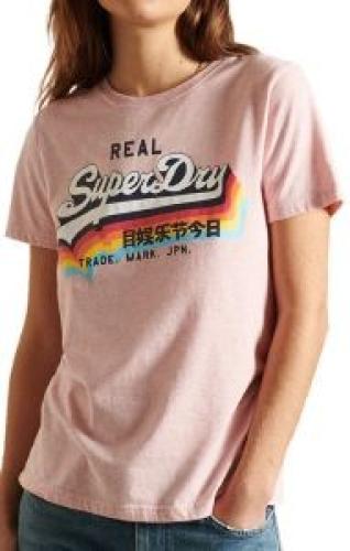 T-SHIRT SUPERDRY VINTAGE LOGO W1010255A ΑΝΟΙΧΤΟ ΡΟΖ ΜΕΛΑΝΖΕ