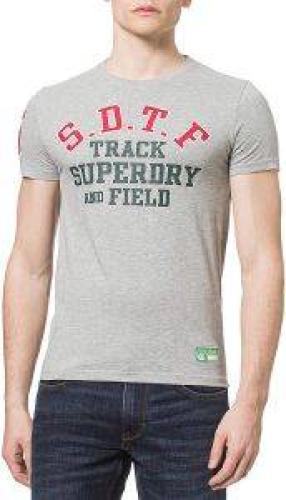T-SHIRT SUPERDRY TRACK - FIELD GRAPHIC M1011197A ΓΚΡΙ ΜΕΛΑΝΖΕ
