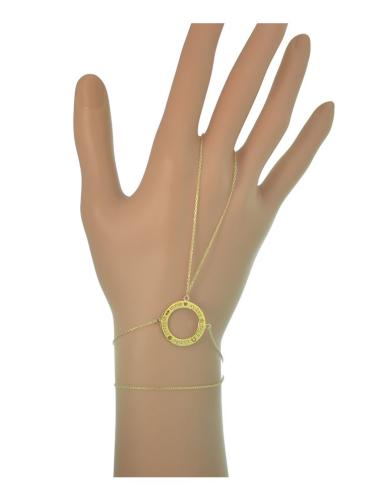 Βραχιόλι δαχτυλίδι κύκλος των ευχών που ενώνεται με αλυσίδα από επιχρυσωμένο ασήμι