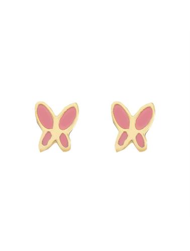 Παιδικά σκουλαρίκια πεταλούδες από επιχρυσωμένο ασήμι και σμάλτο