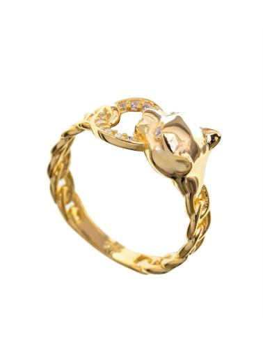 Μοντέρνο γυναικείο δαχτυλίδι Paraxenies πάνθηρας από επιχρυσωμένο ασήμι 925 με πέτρες ζιργκόν