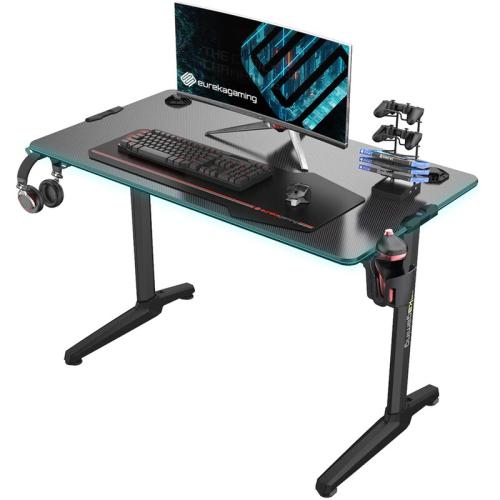 Gaming Desk Eureka Ergonomic ERK-GIP-44B με RGB φωτισμό - Μαύρο