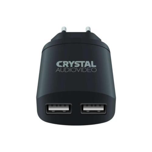 Φορτιστής Πρίζας Crystal Audio Dual USB 3.4A - Μαύρο