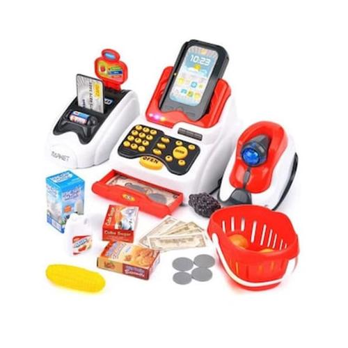 Παιδική Ταμειακή Μηχανή Με Scanner, Κέρματα, Κάρτες, Ψώνια Και Άλλα Αξεσουάρ, Toy Cash Register