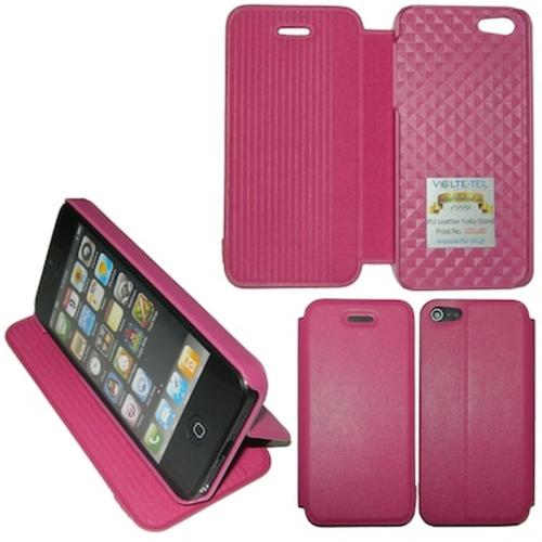 Θήκη Apple iPhone 5/iPhone 5s/iPhone Se - Volte-tel Pu Leather Folio stand - Fuchsia
