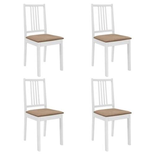 Vidaxl Καρέκλες Τραπεζαρίας Με Μαξιλάρια 4 Τεμ. Λευκές Από Μασίφ Ξύλο