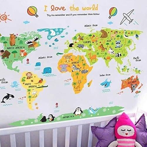 Παιδικό Αυτοκόλλητο Τοίχου - World Map