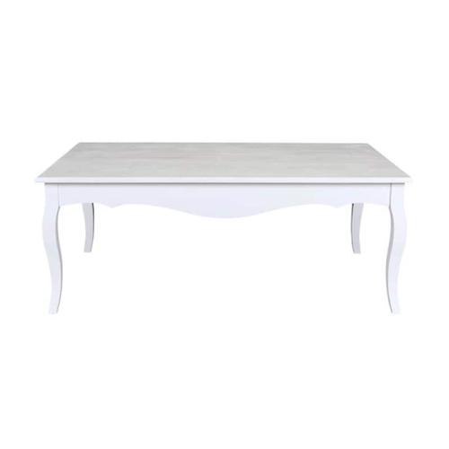 Ξύλινο Ορθογώνιο Τραπέζι Σαλονιού Σε Λευκό Χρώμα, 118x78x45 Cm, Victorian Table