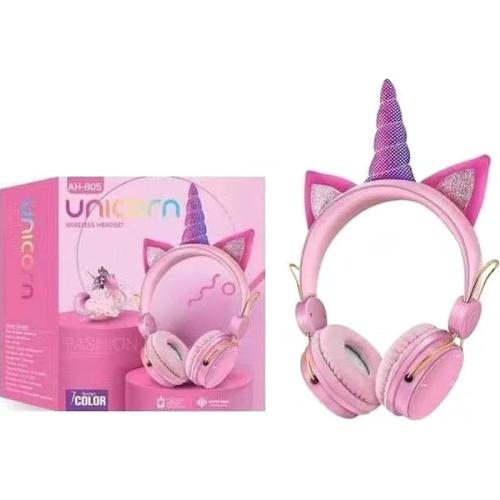 Ah805 Unicorn Ασύρματα On Ear Παιδικά Ακουστικά Ροζ
