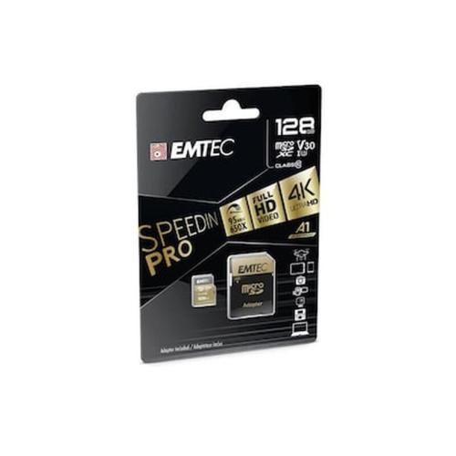Κάρτα Μνήμης Microsdxc 128gb Emtec Cl10 Speedin V30 A1 4k