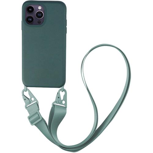 Θήκη Apple iPhone 14 Pro Max - My Colors CarryHang Liquid Silicone Strap - Πράσινο Σκούρο