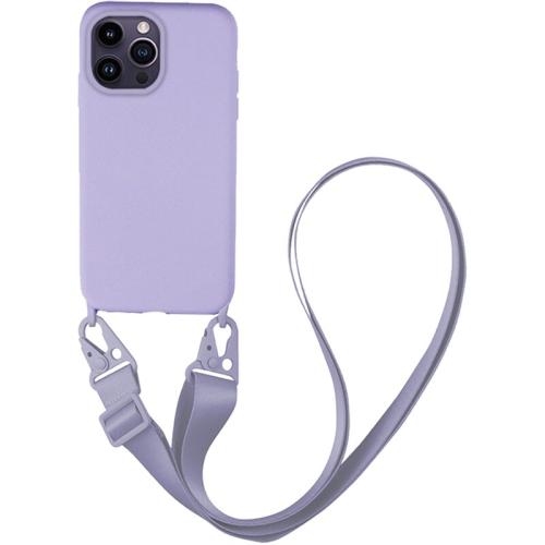 Θήκη Apple iPhone 14 Pro Max - My Colors CarryHang Liquid Silicone Strap - Λιλά