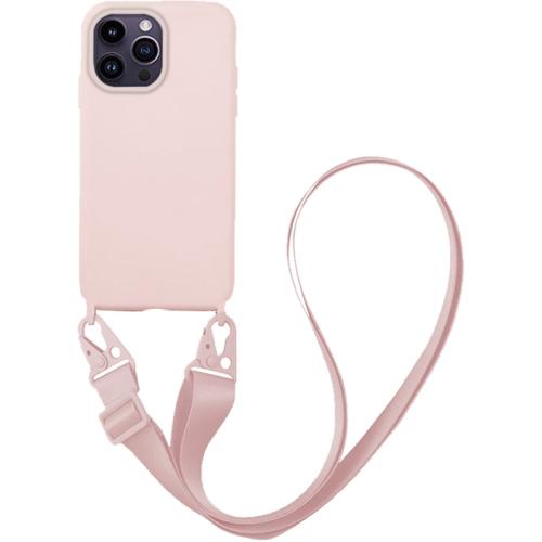 Θήκη Apple iPhone 14 Pro Max - My Colors CarryHang Liquid Silicone Strap - Ροζ