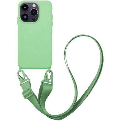 Θήκη Apple iPhone 14 Pro - My Colors CarryHang Liquid Silicone Strap - Πράσινο Ανοιχτό
