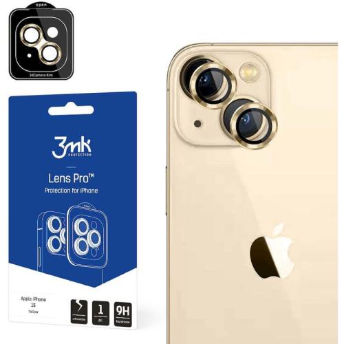 Προστατευτικό καμερών Apple iPhone 15 Yellow - 3mk Lens Protection Pro