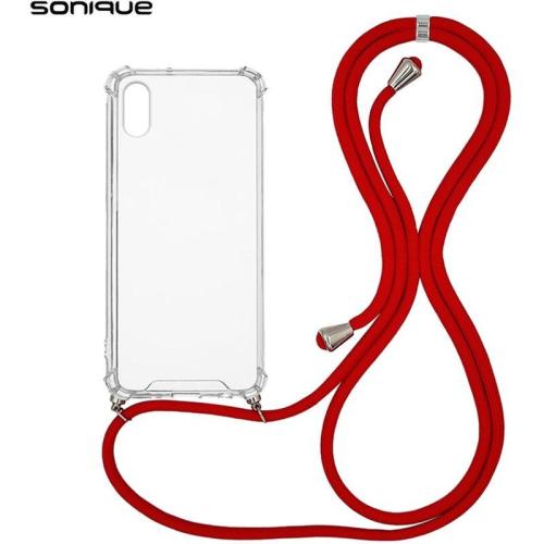 Θήκη Apple iPhone X / iPhone XS - Sonique με Κορδόνι Armor Clear - Κόκκινο