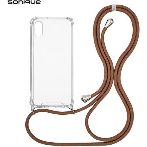 Θήκη Apple iPhone XR - Sonique με Κορδόνι Armor Clear - Καφέ