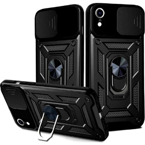 Θήκη Apple iPhone XR - Bodycell Armor Slide με Κάλυμμα Κάμερας Μεταλλικό Ring Holder - Μαύρο