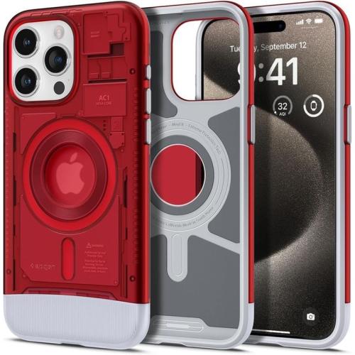 Θήκη Apple iPhone 15 Pro Max - Spigen Classic C1 Magfit Magsafe - Κόκκινο
