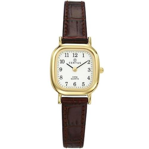 Certus Classic Women Gold Brown Leather Strap