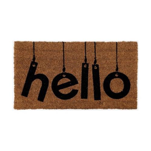 Πατάκι Χαλάκι Εισόδου Σε Καφέ Χρώμα Με Σχέδιο Hello, 33x60 Cm, Doormat Hello