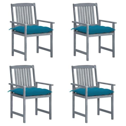 Σετ Καρέκλες Κήπου VIDAXL Μασίφ Ξύλο Ακακίας 4 τμχ - Γκρι/Μπλε