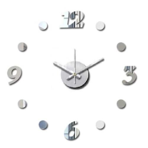 Αυτοκόλλητο Ρολόι Τοίχου Ακρυλικό Μικρό Με Νούμερα Και Τελείες Zydc454 Ασημί