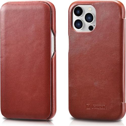 Icarer Vintage Series Curved Edge - Δερμάτινη Θήκη Apple Iphone 13 Pro Max - Red (rix1304-rd)