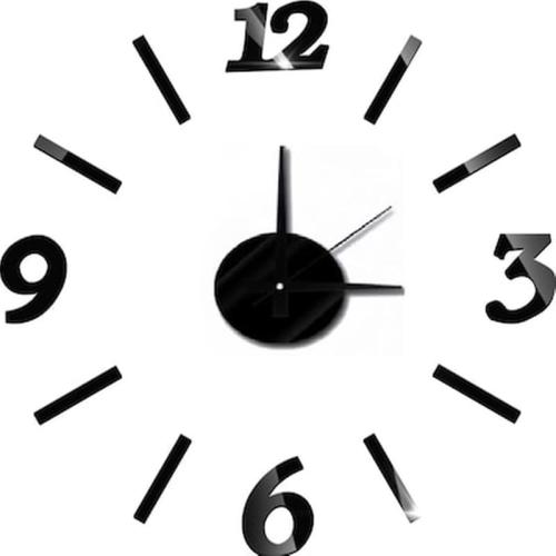 Αυτοκόλλητο Ρολόι Τοίχου Ακρυλικό Μικρό Με Παύλες Και Νούμερα Zydc450 Μαύρο