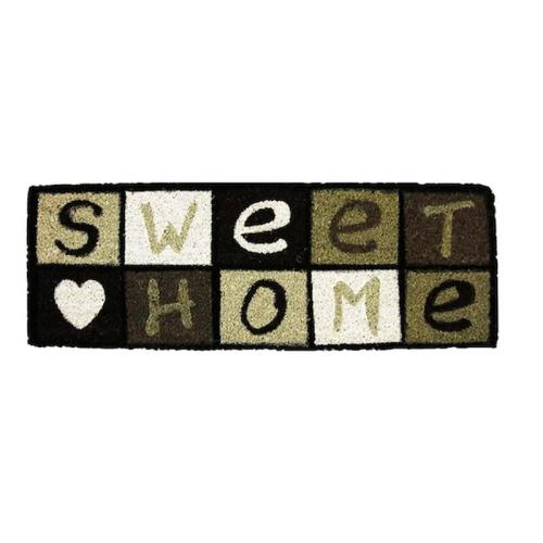 Πατάκι Χαλάκι Εισόδου Σε Γκρι Χρώμα Με Επιγραφή Sweet Home, 25x75cm