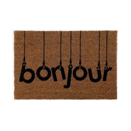 Πατάκι Χαλάκι Εισόδου Σε Καφέ Χρώμα Με Σχέδιο Bonjour, 40x60 Cm, Doormat Bonjour