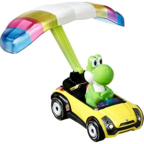 Hot Wheels Mario Kart Με Ανεμόπτερο - Gvd32 Yoshi Sports Coupe + Parafoil