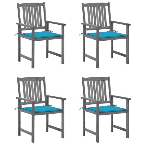 Σετ Καρέκλες Κήπου VIDAXL Μασίφ Ξύλο Ακακίας 4 τμχ - Γκρι/Mπλε