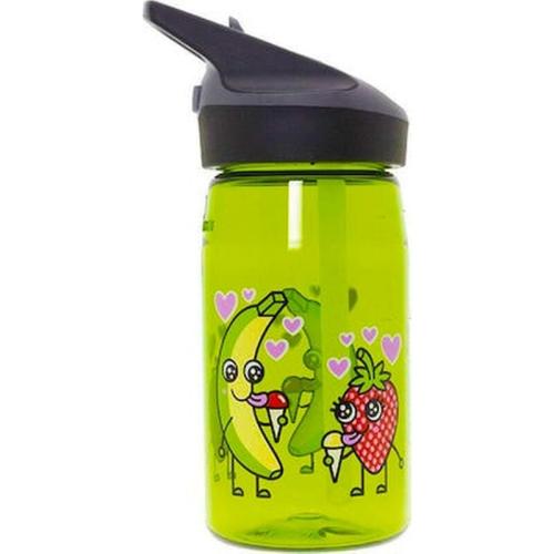 Laken Πλαστικό Παγούρι Καλής Ποιότητας Με Καλαμάκι Tutti Frutti 450ml Green Flask For Kids