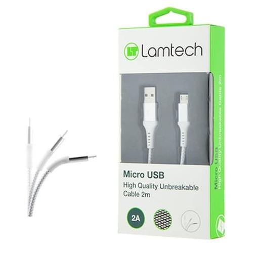 Lamtech Unbreakable Charging Cable Micro Usb V2 High Quality (silver) (2m) Lam450275