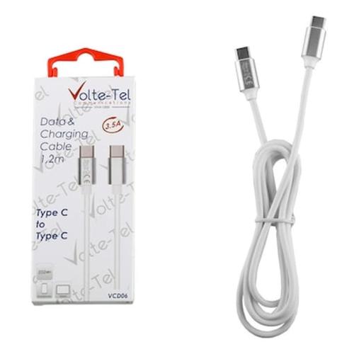 Volte-tel Usb-c Type C-andgt;type C Aluminium 3.5a Φορτισησ-data 1.2m Vcd06 White