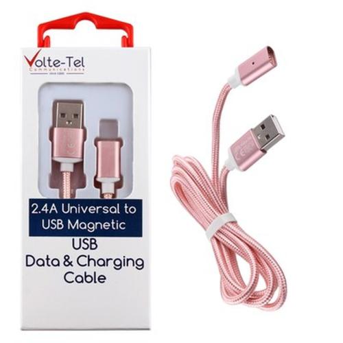 Volte-tel Usb Φορτισησ-data Magnetic Braided Vcd08 2.4a 1m Rose-gold