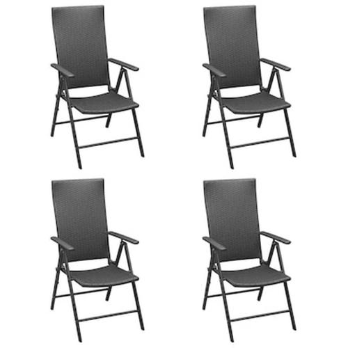 Vidaxl Καρέκλες Εξωτερικού Χώρου 4 Τεμ. Μαύρες Από Συνθετικό Ρατάν