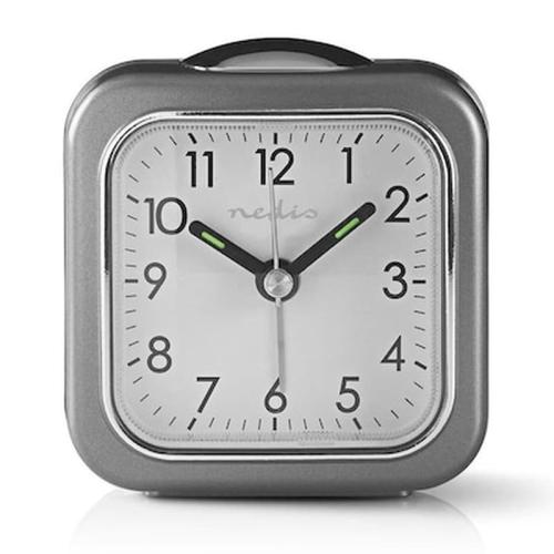 Nedis Cldk005gy Analogue Desk Alarm Clock Light Grey 233-0439