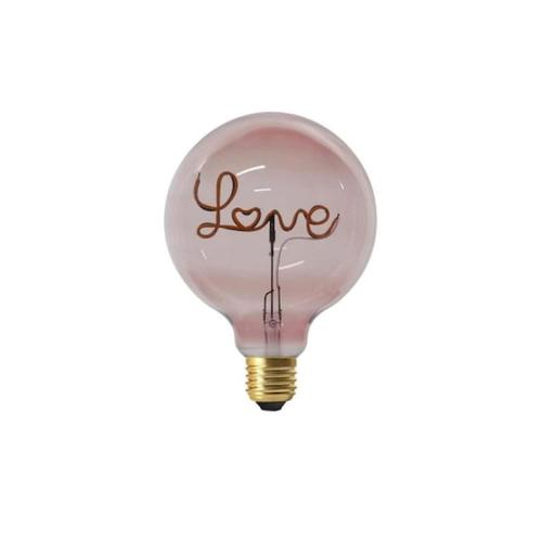 Γυάλινο Φωτιστικό Λαμπτήρας Σε Ροζ Χρώμα Με Led Επιγραφή Love, 12.5x17.3 Cm, Decorative Bulb