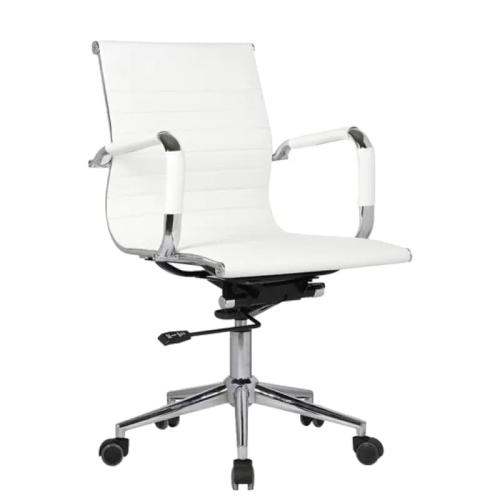 Καρέκλα Γραφείου Woodwell BF3301 από Τεχνητό Δέρμα - Λευκή