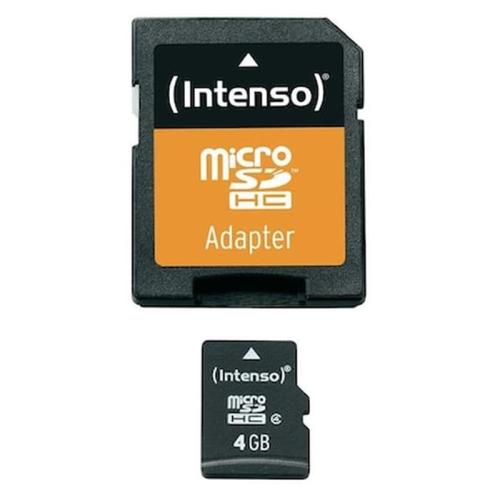 Κάρτα Μνήμης Microsdhc 4gb Intenso 5/21 Class 4 Including Adapter