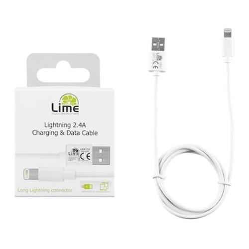 Lime Lightning Long Usb 2.4a Φορτισησ-data 1m Lul01 White