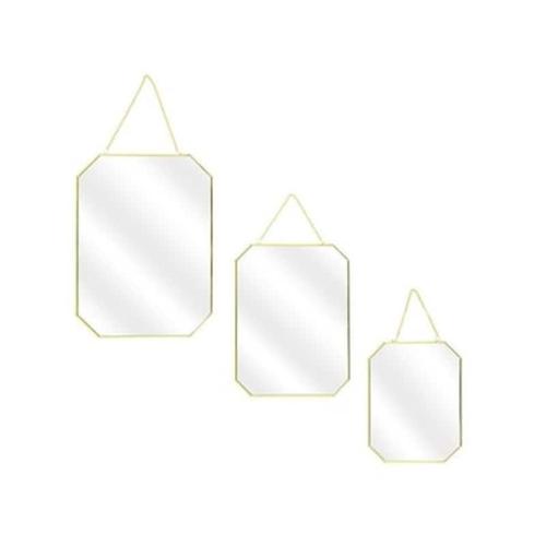 Σετ Διακοσμητικοί Επιτοίχιοι Καθρέφτες 3 Τεμαχίων Με Αλυσίδα Σε 3 Διαφορετικά Μεγέθη, 40x30x0.3cm